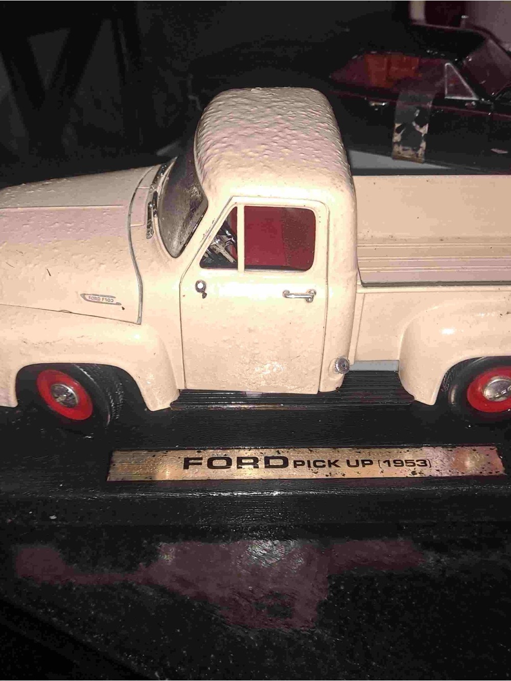 Ford Cream and Red Vintage Pickup Decor